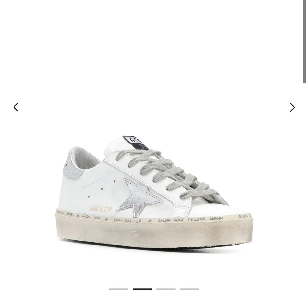 Golden Goose Deluxe White and Silver Sneakers